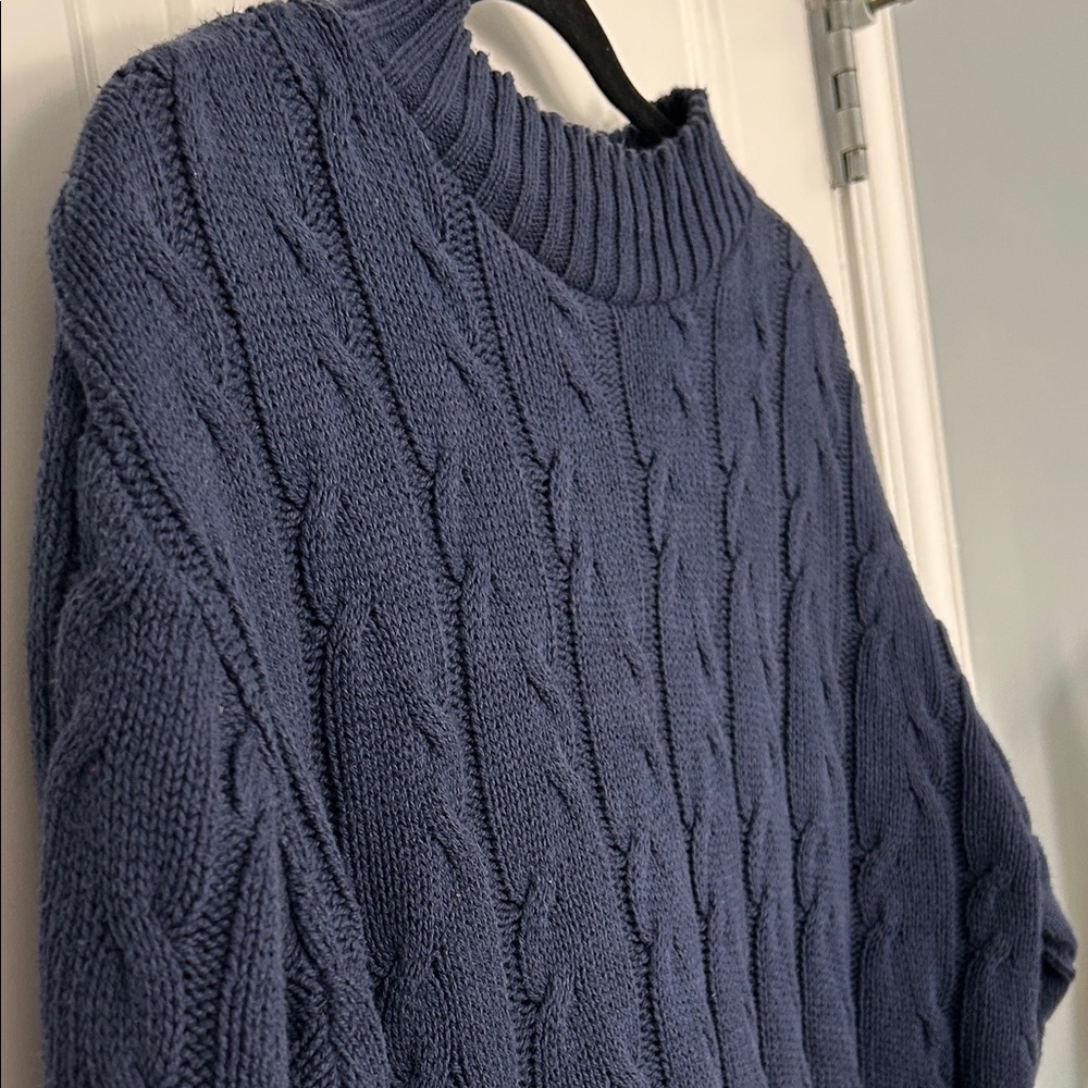 Rory Gilmore oversized cableknit vintage pullover navy fisherman sweater slouchy